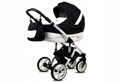 BabyLux® Bambimo Kinderwagen Set 3 in 1 - Lilly - incl. Babywanne, Buggy Sportsitz, Auto-Babyschale - Autositz - Kinderwagenset - Kombikinderwagen mit Wickeltasche, Regenschutz usw.