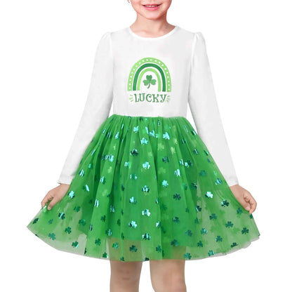 Girls' Long-Sleeve Tutu Skirt Tie Party Size 110–146