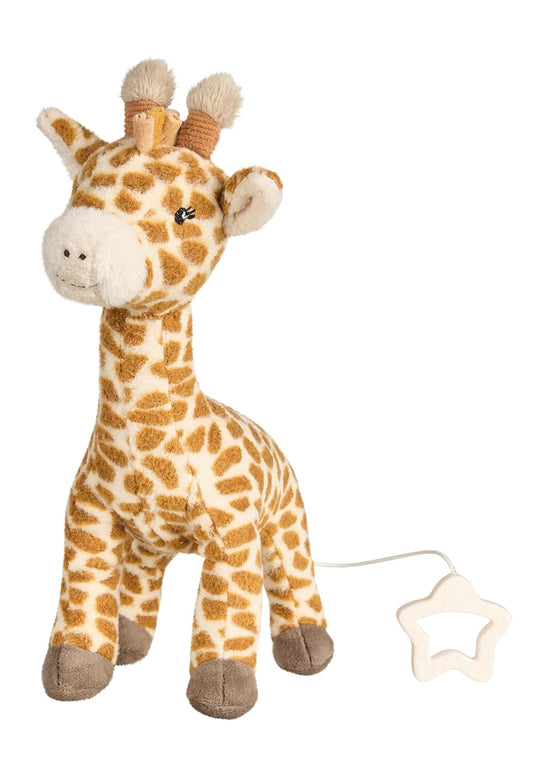 Sterntaler Spieluhr M Giraffe Kaya – Spieluhr aus weichem Stoff – entnehmbares Spielwerk – Melodie: Brahms Wiegenlied, praktischer Sternengriff - Einschlafhilfe - Geschenk, ab Geburt, goldbraun