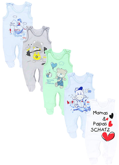 TupTam Unisex Baby Strampler mit Aufdruck 5er Set
