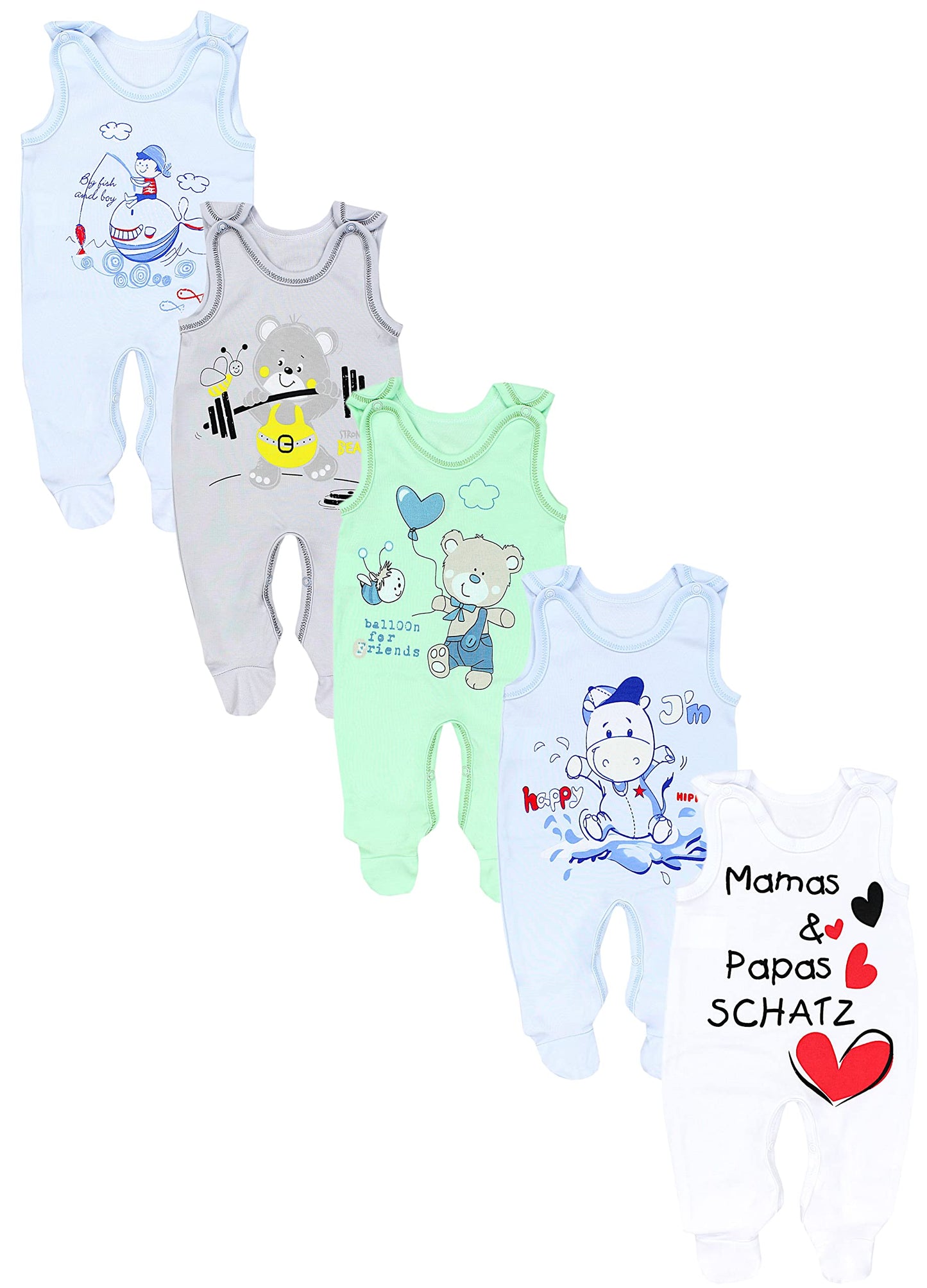 TupTam Unisex Baby Strampler mit Aufdruck 5er Set