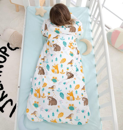 Chilsuessy Baby Sleeping Bag Winter, Removable Sleeves, Warm Lined 3.5 Tog Winter Sleeping Bags, Boys/Girls Sleeping Bag for Toddlers from 6 Months to 6 Years