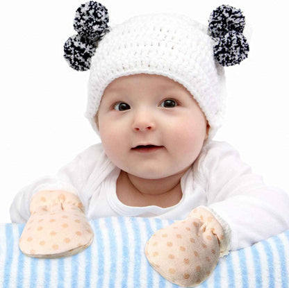 3 Pairs of Baby Mittens, Warm Cotton Gloves, Unisex, For Infants / Newborns, Wool Lined Gloves for 0-12 Months - Colour B