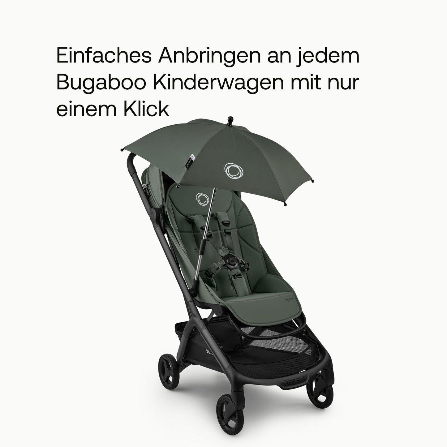 Bugaboo Sonnenschirm+, kompatibel mit allen Bugaboo Kinderwagen, mit UPF 50+ Schutz gegen UV-Strahlen, große Schattenfläche, Verbindung mit einem Klick & leicht verstellbarer Mechanismus, Desert Taupe