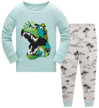 TEDD Boys’ Pyjamas, Dinosaur Long-Sleeve Two-Piece Pyjamas, Kids’ Cotton Pyjama Set, Winter, Christmas Sleepwear, Size 1–12 Years