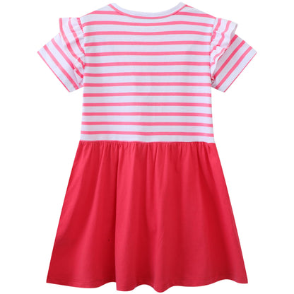 FILOWA Kleider für Mädchen Kinder Einhorn Blumen Stickerei Herz Druck Tier Sommerkleid Cartoon Kinderkleider Embroider Baumwolle Mädchenkleid Lange/Ärmellos Lässige Geburtstag Kinderkleidung,Gr.92-128