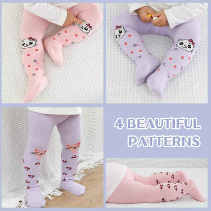 Baby Girls' Tights Cotton Pink and Purple Baby Toddler Children Non-Slip Stopper Socks