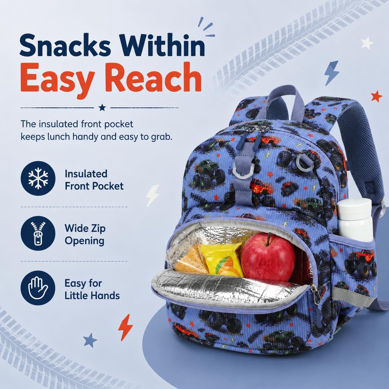 Kinderrucksack Jungen Kinder Rucksack Tagesrucksack Vorschulrucksack Kindergartentasche Schulrucksack für Schule Kita 38cm 3-8Y