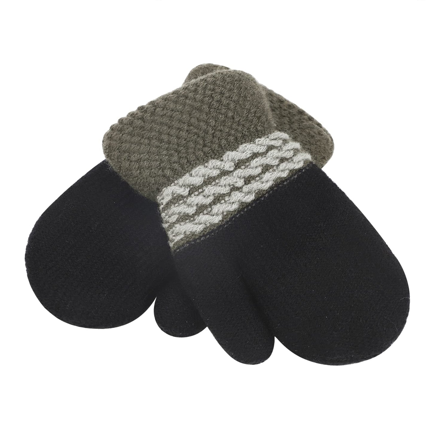 Kids Winter Gloves Mittens Baby Cartoon Mitten Neck Gloves Thick Double Knitted Glove with Plush,0 - 3 years old, Playing, Running, Skiing
