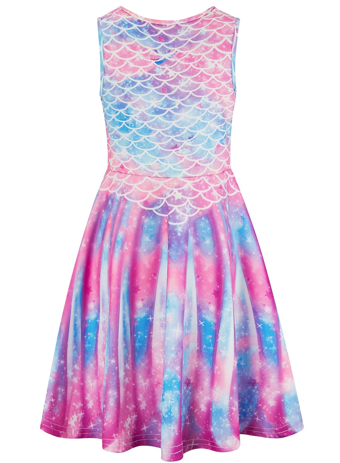 kids4ever Mädchen Kleid Ärmellos Sommerkleid Rundhals A-Linie Swing Kleid Meerjungfrau Galaxie Prinzessin Party Geburtstag 4-12 Jahre