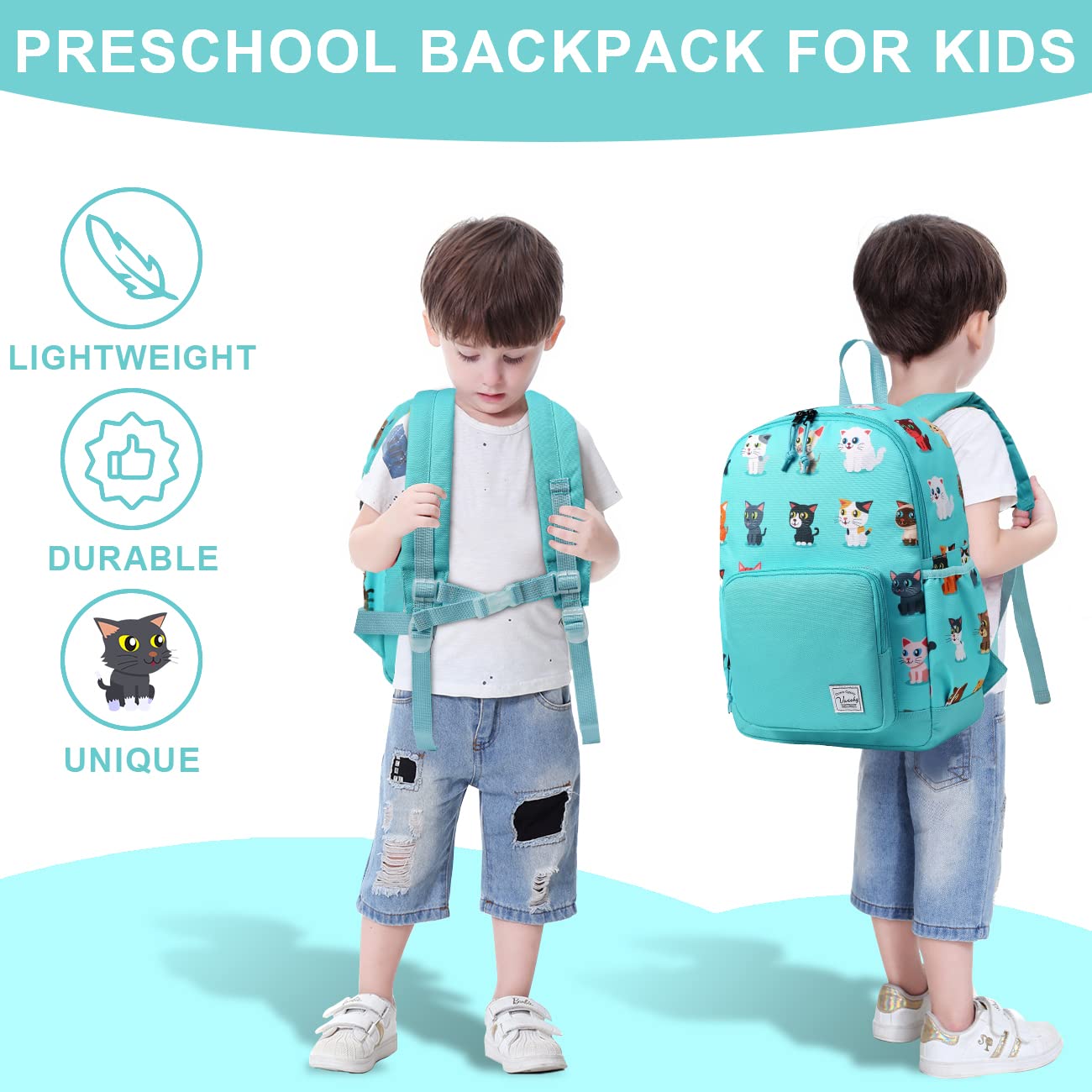 Rucksack für Mädchen, 4-6 Jahre, Schulrucksack mit Seitentaschen und Brustgurt, 127-Einhorn, one size, Niedlich