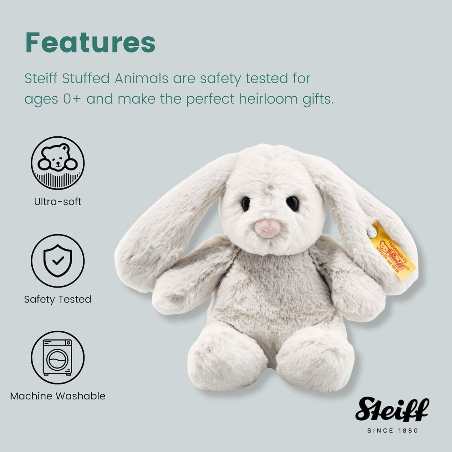 Steiff Soft Cuddly Friends Hoppie Rabbit, light grey [RAB2] 