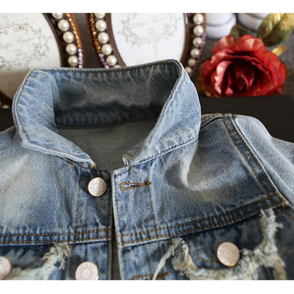 Amur Leopard Kids Girls Denim Jacket Cotton Denim Jacket Cute Children Spring Autumn Jacket 