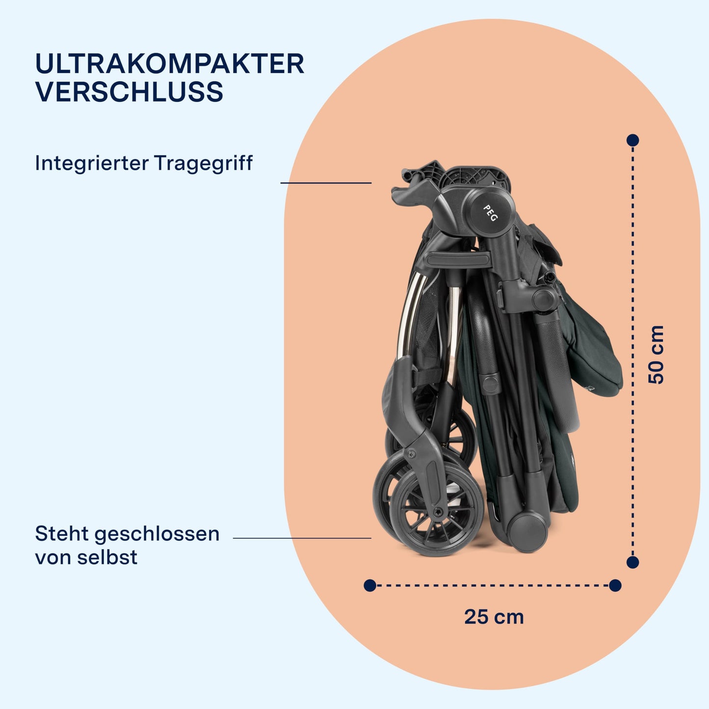 PEG Leichter Buggy Volo mit Regenschutz, Handgepäckgröße, Flugzeuggeeignet, Kompakt, Ab Geburt bis 22 kg, Reisetasche Inklusive, Malva