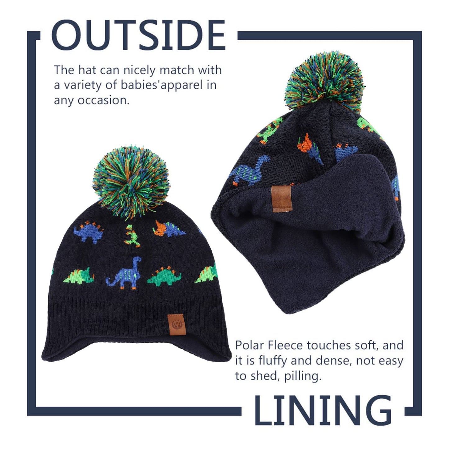 XIAOHAWANG Baby Strickmütze Winter Babymütze Junge Warme Kindermütze Junge Beanie Mütze Dicke Wintermütze für Herbst,Winter