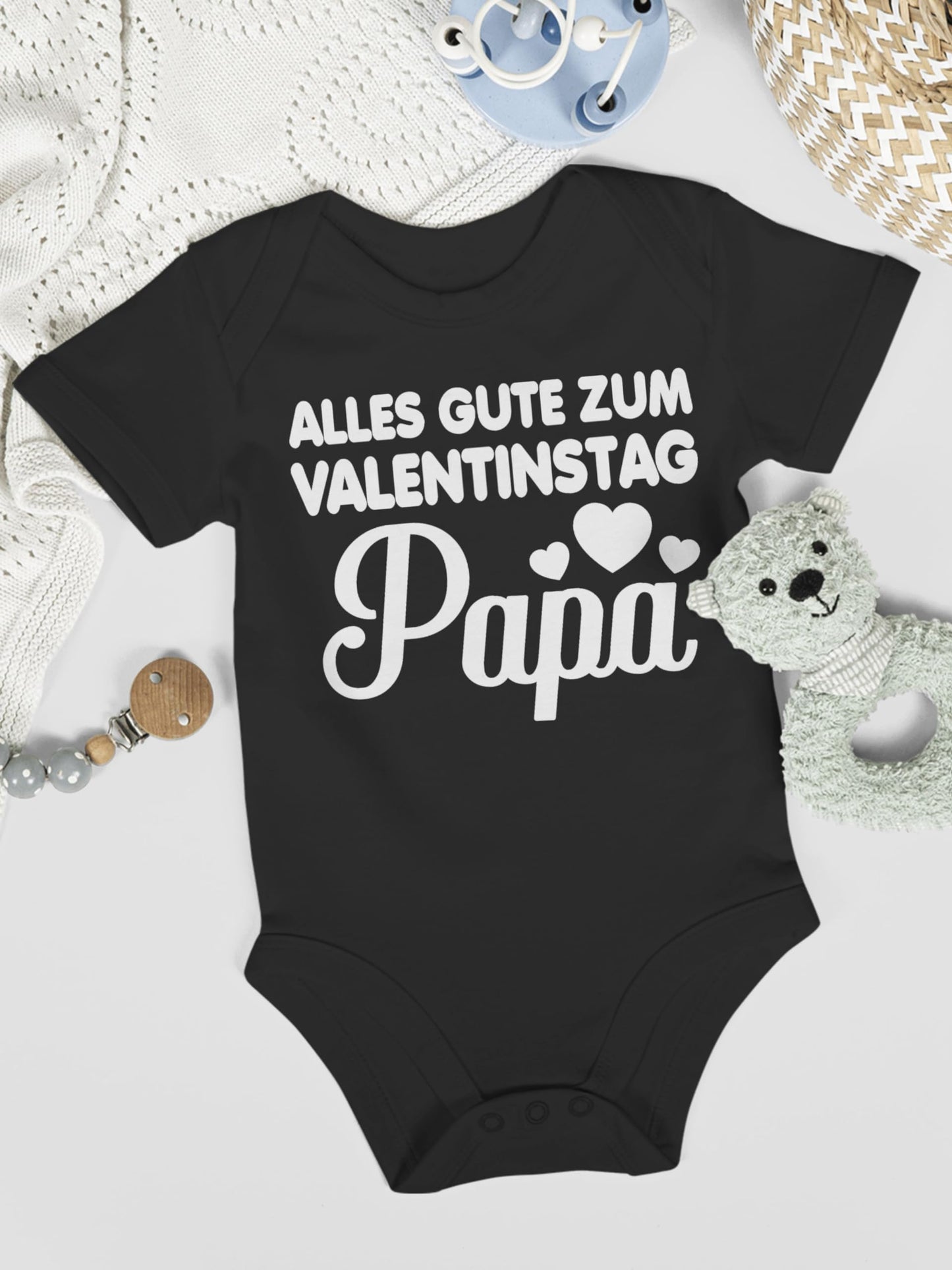 Baby Body Junge Mädchen - Partner - Alles gute zum Valentinstag Papa - weiß