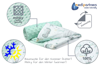 Medi Partners Babydecken Baby 100% Baumwolle Krabbeldecke Babydecke 75x100cm doppelseitig Kinderbett Minky Kuscheldecke Kinderwagen (REH mit grauem Minky)
