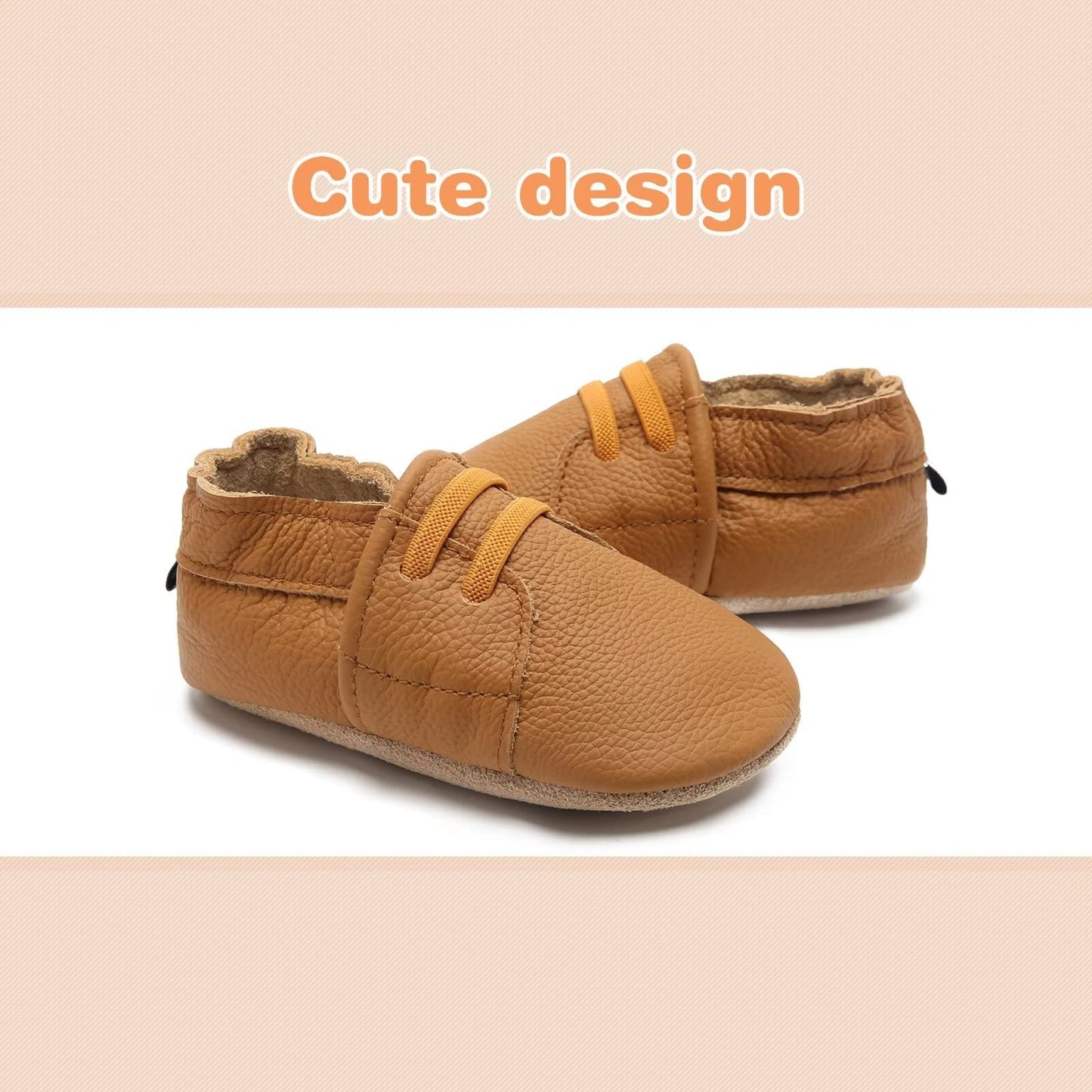 HMIYA Weiche Leder Krabbelschuhe Babyschuhe Lauflernschuhe mit Wildledersohlen für Jungen und Mädchen 0-6 Monate 6-12 Monate 12-18 Monate 18-24 Monate