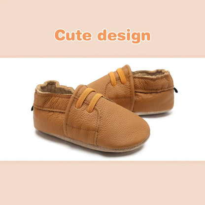 HMIYA Weiche Leder Krabbelschuhe Babyschuhe Lauflernschuhe mit Wildledersohlen für Jungen und Mädchen 0-6 Monate 6-12 Monate 12-18 Monate 18-24 Monate