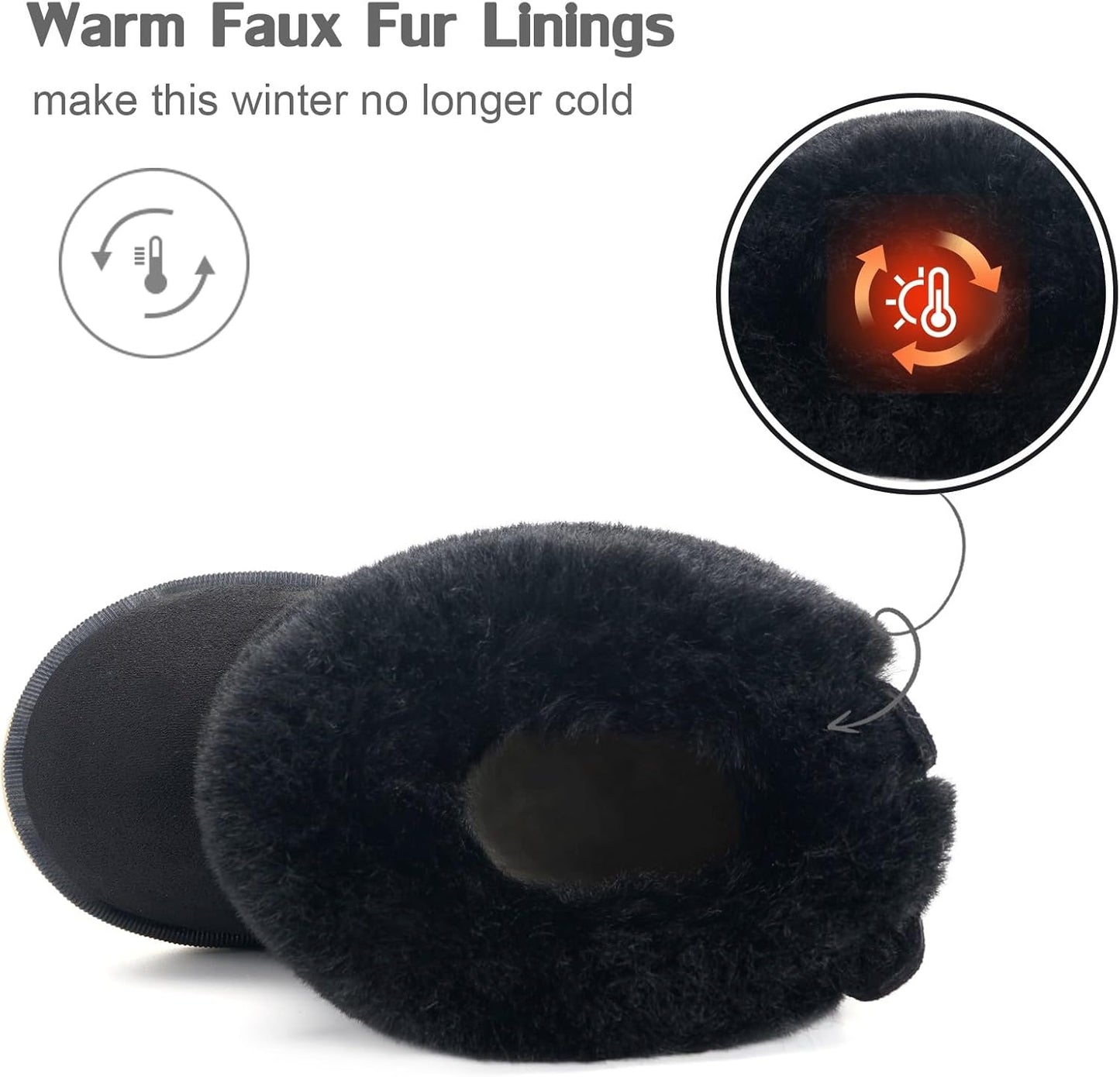 KVbabby Winter Boots Girls Warm Children's Winter Shoes Plush Lined Baby Ankle Boots Snow Boots Non-Slip Boots Toddler Shoes Slip On Boots