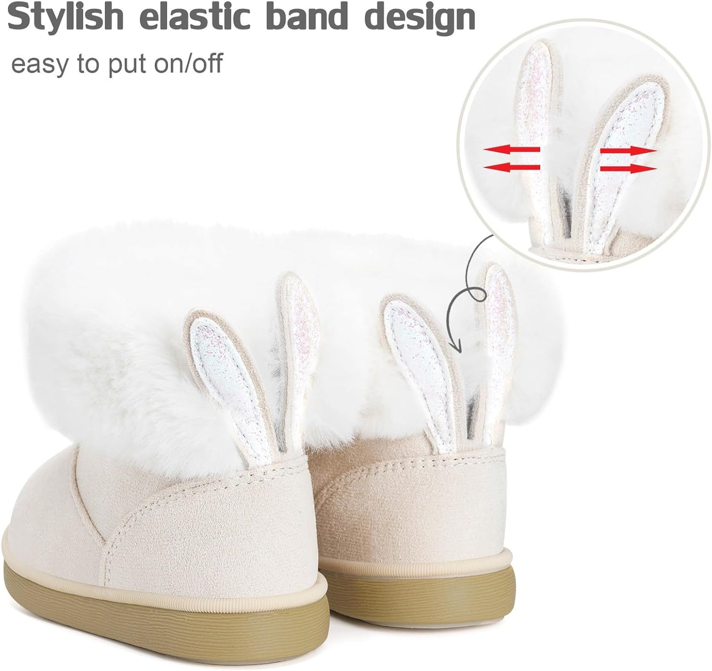 KVbabby Winter Boots Girls Warm Children's Winter Shoes Plush Lined Baby Ankle Boots Snow Boots Non-Slip Boots Toddler Shoes Slip On Boots