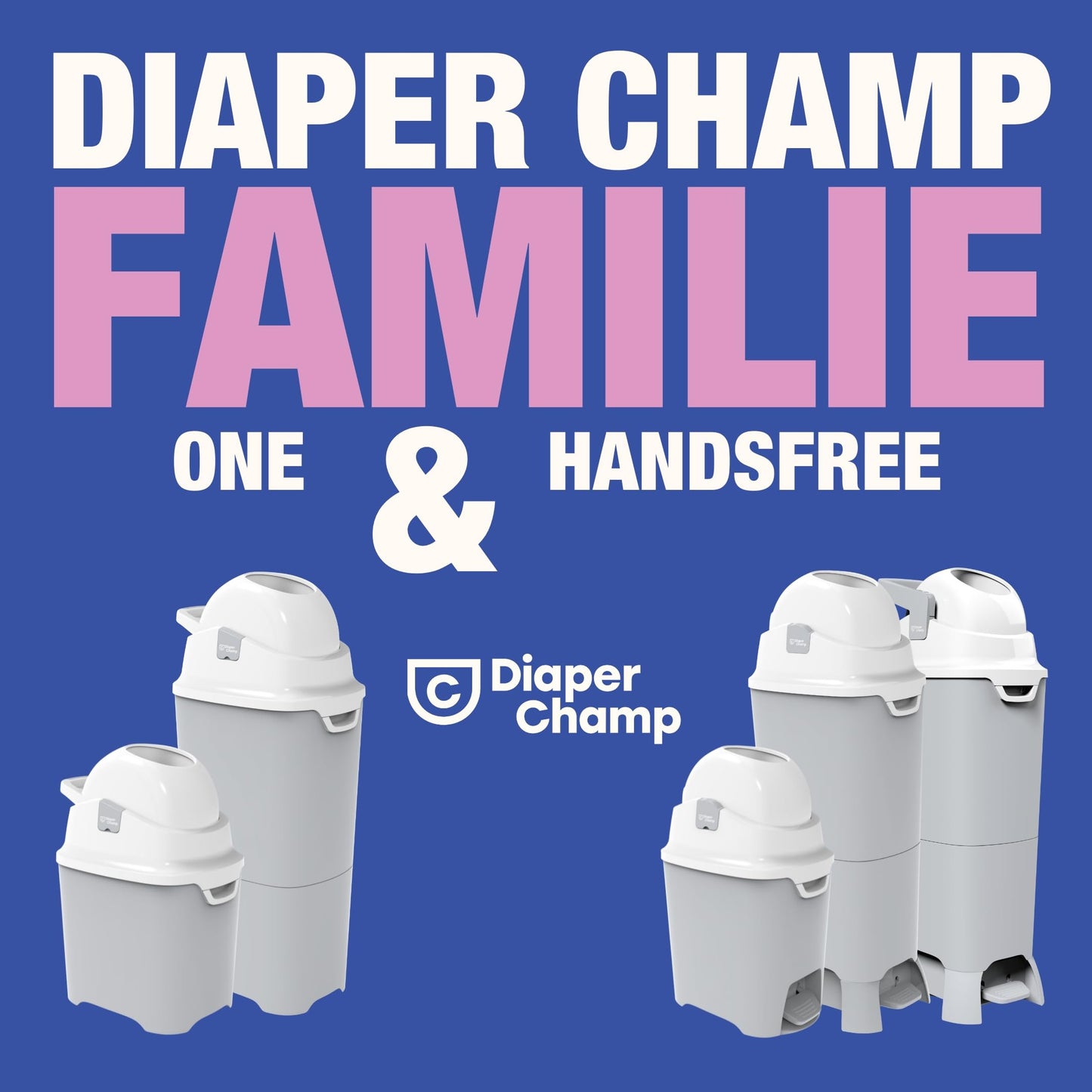 DIAPER CHAMP One Maxi Nappy Bin – Odour-Proof – Without Refill Cassettes – Works with Normal Conventional Bags, Bin Liners – for Approx. 60 Nappies – Beige, White
