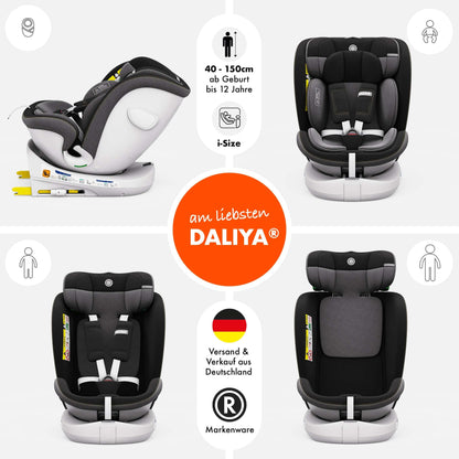 Daliya® Kindersitz ROTAZIONE | I-SIZE 40-150 cm | 8 Pos. | Isofix | (SIP) | Top Tether | 360° | 5 Punkt Gurt | Gruppe 0+ / I/II/III 0-36 KG | Neueste Zulassungs UN ECE Reg. 129 (Beige) - Meloni2