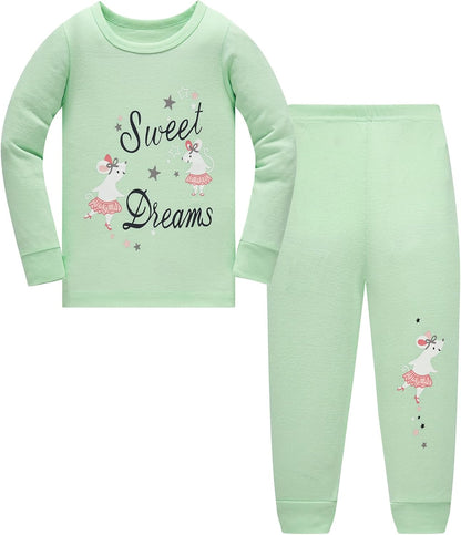 TEDD Girls' Pyjamas, Cotton, Cute, Unicorn, Long Sleeves, Two-Piece Pyjamas Set, Kids’ Sleepwear, Winter, Christmas, Sizes 1-12 Years