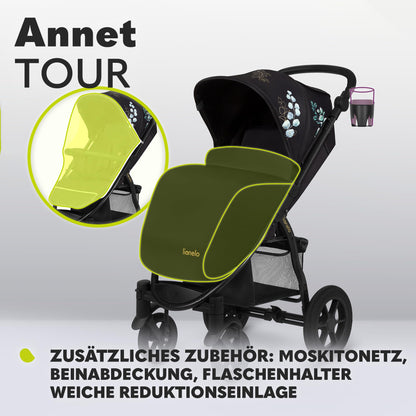 LIONELO Annet Plus Buggy up to 22 kg with Reclining Function, Small Folding Pushchair with Accessories, EVA Foam Wheels, Mosquito Net, Foot Cover Drink Holder, Basket Dreamin