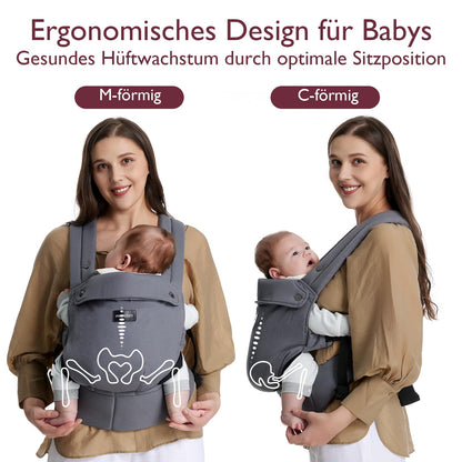 Momcozy Babytrage aus 100% Baumwolle – Baby Carrier für Kleinkind (3-24 Monate, 3,2-20 kg) · Ergonomische M-Position · X-Rücken · Taillengurt 64-127cm, Khaki