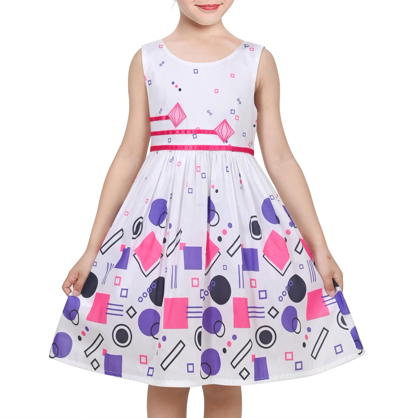 Sunny Fashion Mädchen Kleid Lila Rose Doppelklicken Krawatte Party Kids Trägerkleid Gr. 98-146