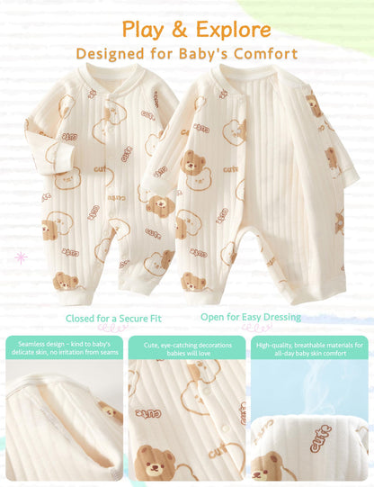 Neugeborener Unisex Strampler, Langarm-Overall, 100 % Baumwolle, weich und bequem, für Babys, Oberbekleidung und Nachtwäsche, geeignet für alle Jahreszeiten