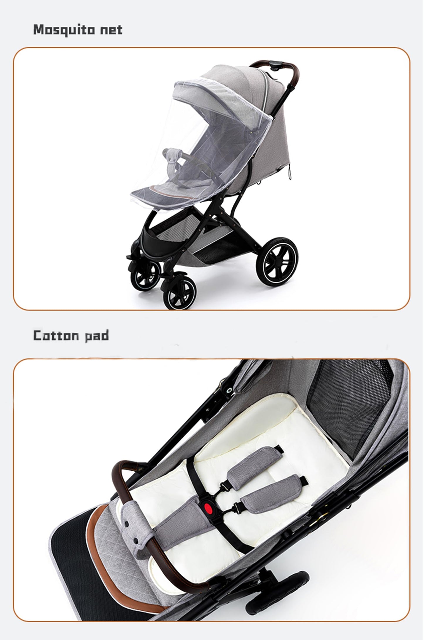 YAZOCO Baby Stroller, 0-4 Years Buggy Small Foldable 0-22kg Buggy Small Folding Foot Cover Rain Cover (Grey)
