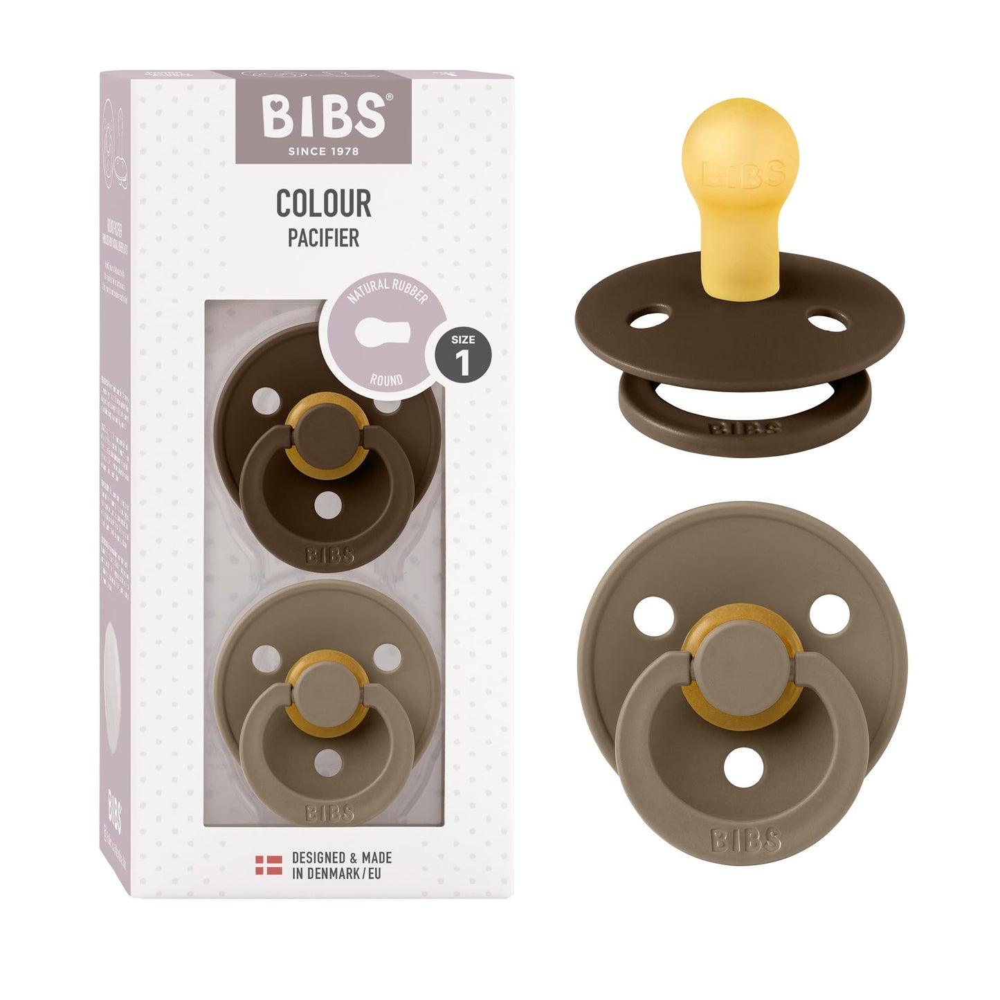 BIBS Colour Schnuller 2er-Pack, BPA-frei, Kirschform Nippel. Naturkautschuk/Latex, Hergestellt in Dänemark. Größe 2 | 6+ Monate | 2-Pack, Coral/Ruby
