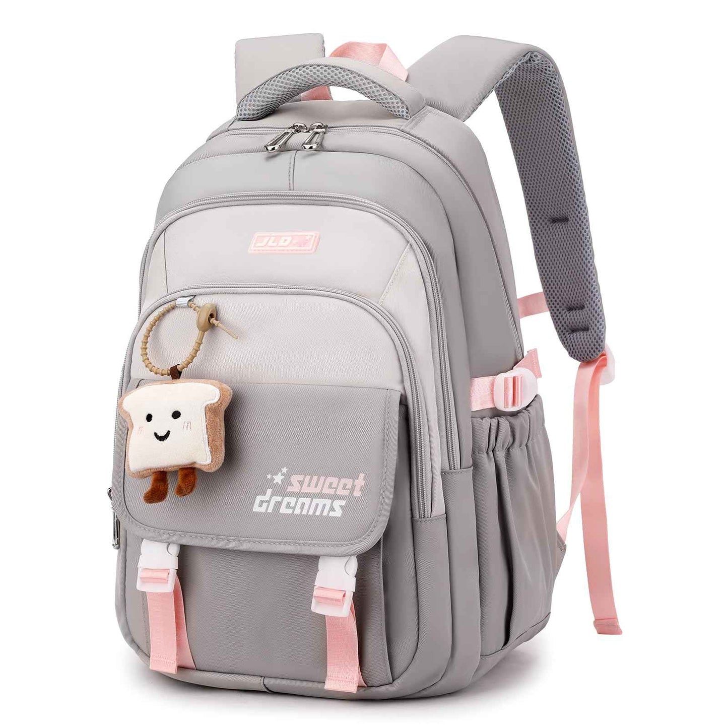 School Backpack Teenager - 36L School Bag for Girls from 5th Grade, Large Backpack for Middle and High School, Casual Children's Backpack with Cute Pendant and Trolley Strap, black, Rucksack