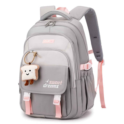 School Backpack Teenager - 36L School Bag for Girls from 5th Grade, Large Backpack for Middle and High School, Casual Children's Backpack with Cute Pendant and Trolley Strap, black, Rucksack
