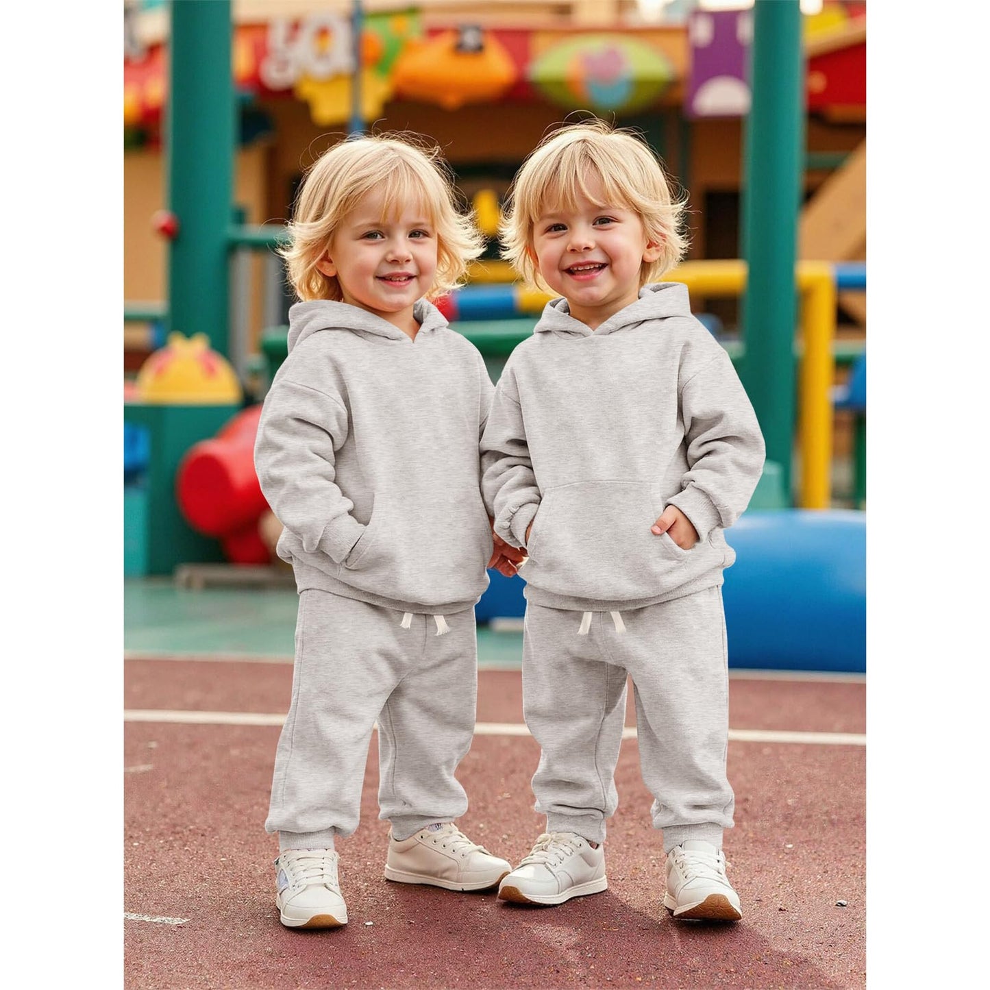 BOUTIKOME Baby Clothing Boys Girls Outfits Newborn Baby Clothing Hoodie and Trousers Two Piece Set with Hood Warm Soft Long Sleeve Shirt Plain Children's Hoodie 