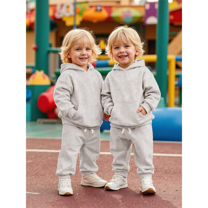 BOUTIKOME Baby Clothing Boys Girls Outfits Newborn Baby Clothing Hoodie and Trousers Two Piece Set with Hood Warm Soft Long Sleeve Shirt Plain Children's Hoodie 