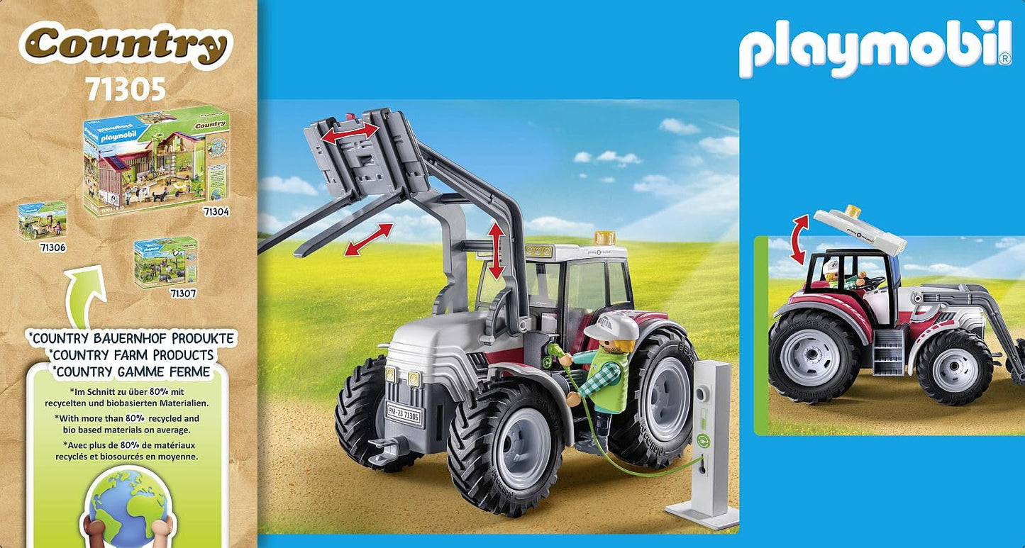 PLAYMOBIL Country 71442 Traktor mit Anhänger und Wassertank, frische Ernte auf dem Bauernhof, spielerisches Lernen über die Umwelt, nachhaltiges Spielzeug für Kinder ab 4 Jahren