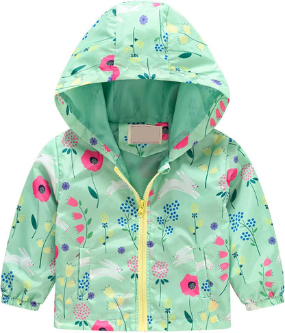 KQIVAM Children's Rain Jacket Transition Jacket Waterproof Outdoor Jacket Windproof with Hood Waterproof Jacket for Children Unisex Rainwear for Girls and Boys 