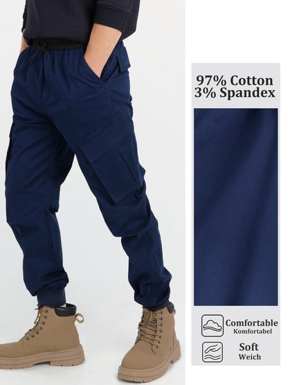 CAMLAKEE Jungen Jogger Hose aus Twil Cargohose mit elastischem Bund
