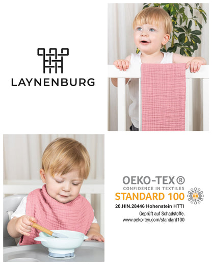 LAYNENBURG 10er-Set Premium Spucktücher Baby aus extra weichem Musselin - 100% Baumwolle - 30x50cm - Oeko Tex 100 - Musselin-tücher als Mulltücher, Mullwindeln oder Stoffwindeln (weiß)