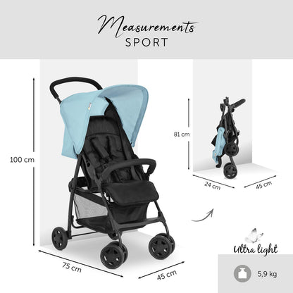 Hauck Lightweight Stroller up to 18 kg with reclining function from birth, small foldaway, sun canopy, large basket