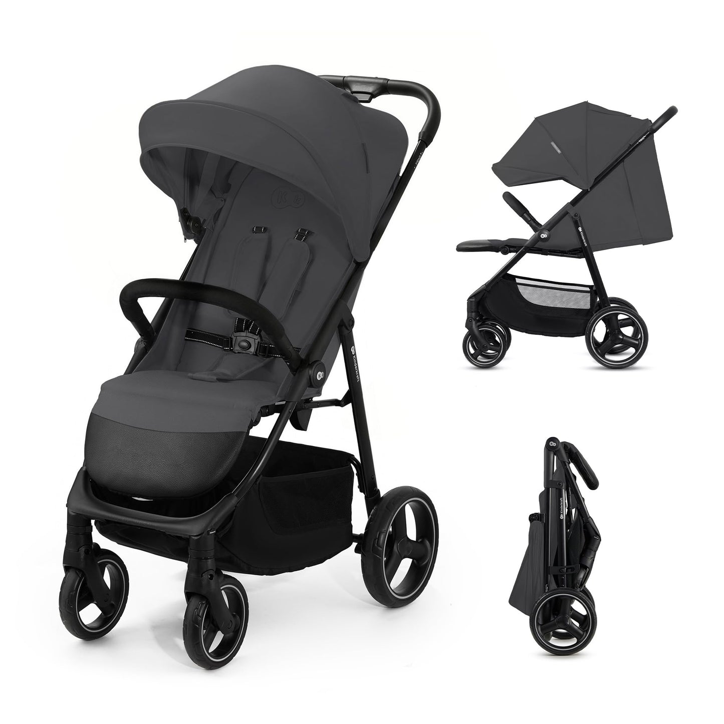 Kinderkraft TRIG 3 Kinderwagen, Kinderbuggy, Liegewagen, Sportwagen, Buggy, Zusammenklappen, Breite und tiefe Sitz, mit Liegeposition, 4 Rad Dämpfung, Große Dach, 5-Punkt-Gurt, bis zu 25 kg, Beige - Meloni2