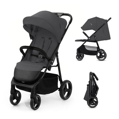 Kinderkraft TRIG 3 Kinderwagen, Kinderbuggy, Liegewagen, Sportwagen, Buggy, Zusammenklappen, Breite und tiefe Sitz, mit Liegeposition, 4 Rad Dämpfung, Große Dach, 5-Punkt-Gurt, bis zu 25 kg, Beige - Meloni2