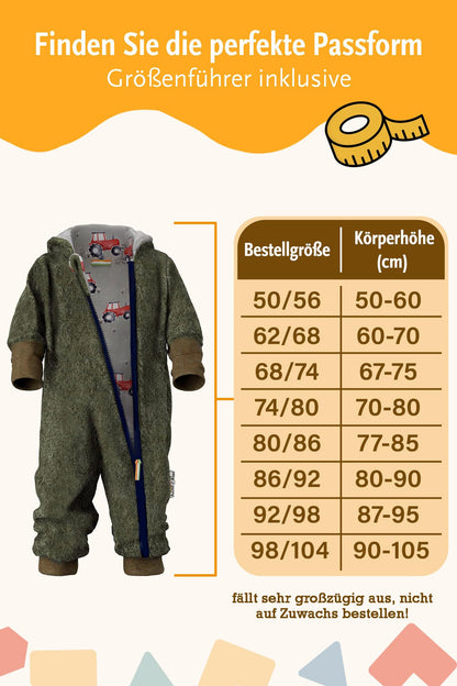 Fuchs & Kiwi Walkoverall Baby Boys - Natural Virgin Wool & Jersey Lining - Oeko-Tex, Skin-Friendly - Handmade in Berlin - Wool Walk Overall Baby & Toddler - Winter & Autumn