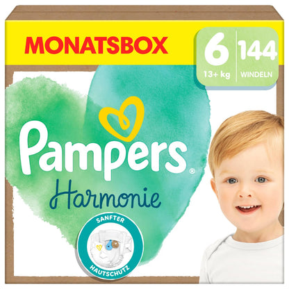 Pampers Harmonie Windeln Größe 2, 204 Windeln, 4kg-8kg, sanfter Hautschutz mit 100Prozent Pampers Schutz