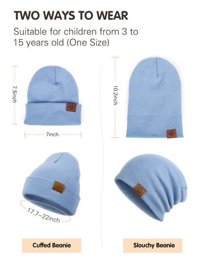 Wmcaps Mütze Kinder Jungen, Warme Weiche Wintermützen für Mädchen Kleinkind Baby, Doppellagige Strickmütze Kinder