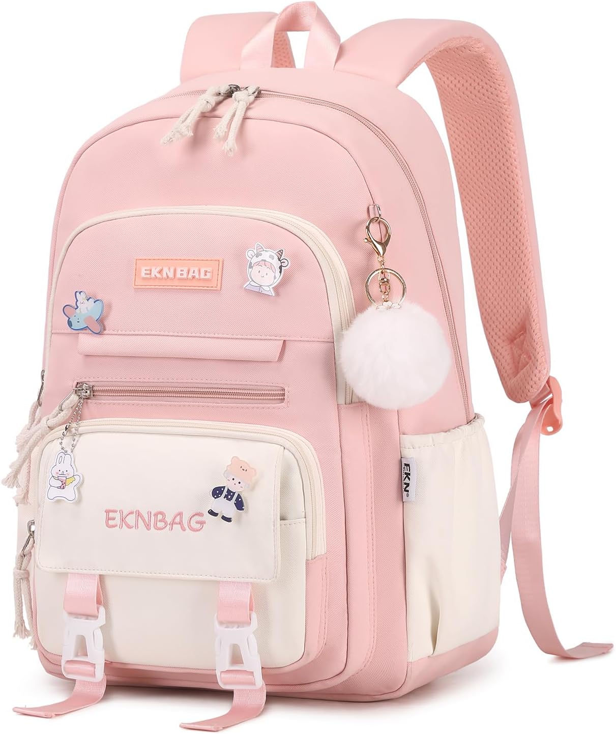 Tanou Schulrucksack Mädchen Schulranzen Kinder der 3.-7. Klasse, Rosa | Große Kapazität Schulrucksack Teenager, Leichter Nylon Mädchen Schultasche für Schule Reisen