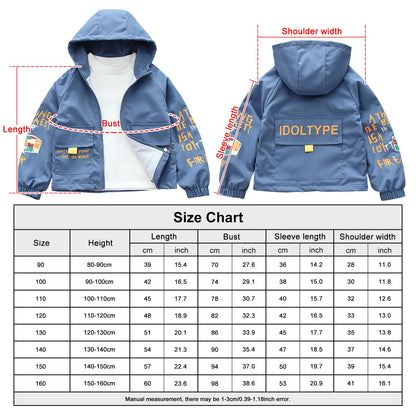 L SERVER Transition Jacket Boys Windbreaker with Hood Fashion Trench Coat Children Lightweight Windbreaker Outdoor Jacket for Spring and Autumn 